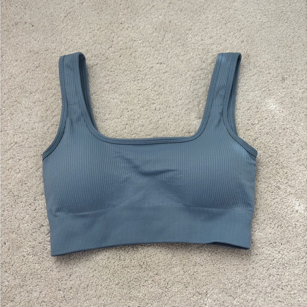 Amazon Ribbed Slate Sports Bra